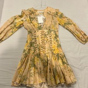 Floral peach and green mini dress by Zimmerman